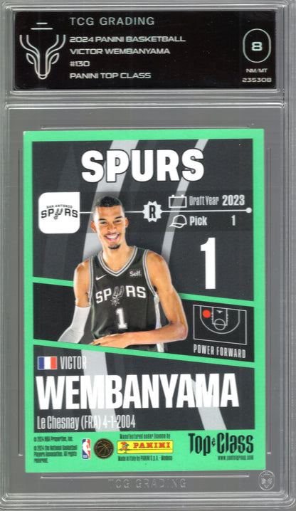 Victor Wembanyama 2024 Panini Top Class Rookie Card #130 - TCG Grading 8 NM/MT