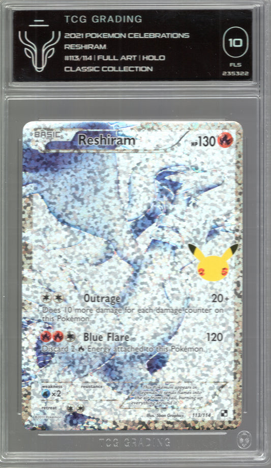 Reshiram – Pokémon Celebrations 113/114 Full Art Holo – TCG Graded 10 (FLS)